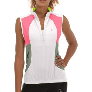 imageLittle Donkey Andy Womens Half Zip Breathable Cycling Vests Reflective Sleeveless Jerseys Shirts Golf 4 Rear PocketsUpgraded White