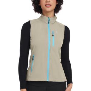 imageLittle Donkey Andy Womens Lightweight Quick Dry Vest Summer Windproof Sleeveless Elastic Jacket for Golfing Cycling RunningLight Khaki