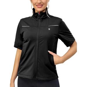 imageLittle Donkey Andy Womens Short Sleeve Jacket Windproof Lightweight Vest for Golf Hiking RunningBlack