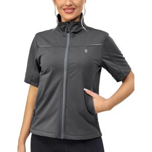 imageLittle Donkey Andy Womens Short Sleeve Jacket Windproof Lightweight Vest for Golf Hiking RunningGrey