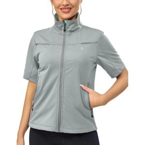 imageLittle Donkey Andy Womens Short Sleeve Jacket Windproof Lightweight Vest for Golf Hiking RunningLight Grey