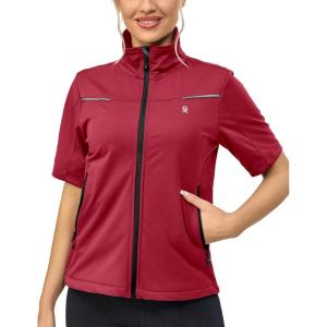 imageLittle Donkey Andy Womens Short Sleeve Jacket Windproof Lightweight Vest for Golf Hiking RunningRed