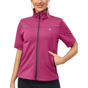 imageLittle Donkey Andy Womens Short Sleeve Jacket Windproof Lightweight Vest for Golf Hiking RunningRose