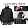 imageLittle Donkey Andy Mens Lightweight Jacket Fleece Lined Detachable Hooded Waterproof Jackets Winter Hiking WindbreakerBlack