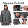 imageLittle Donkey Andy Mens Lightweight Jacket Fleece Lined Detachable Hooded Waterproof Jackets Winter Hiking WindbreakerGrey