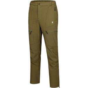 imageLittle Donkey Andy Mens Fleece Lined Hiking Ski Snow Pants Winter Windproof Softshell Pants Warm and Water RepellentAmber Green