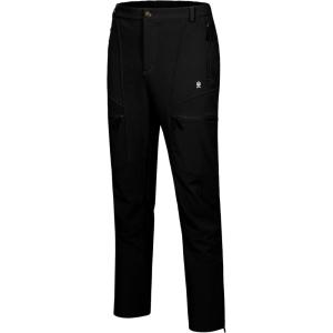 imageLittle Donkey Andy Mens Fleece Lined Hiking Ski Snow Pants Winter Windproof Softshell Pants Warm and Water RepellentBlack