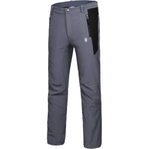 imageLittle Donkey Andy Mens Fleece Lined Hiking Ski Snow Pants Winter Windproof Softshell Pants Warm and Water RepellentGreyBlack1without Thigh Pocket