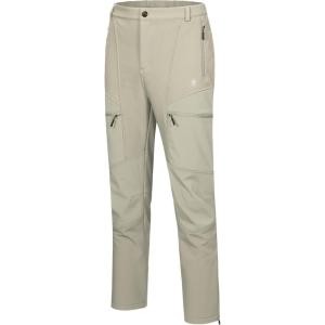 imageLittle Donkey Andy Mens Fleece Lined Hiking Ski Snow Pants Winter Windproof Softshell Pants Warm and Water RepellentKhaki