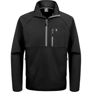 imageLittle Donkey Andy Mens Half Zipper Pullover Windproof Softshell MTB Mountain Bike Jacket for Cycling Golf WorkoutBlack