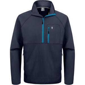 imageLittle Donkey Andy Mens Half Zipper Pullover Windproof Softshell MTB Mountain Bike Jacket for Cycling Golf WorkoutNavy Blue