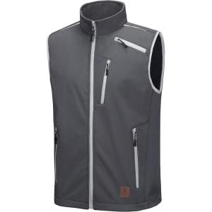imageLittle Donkey Andy Mens Lightweight Fleece Lined Softshell Vest Windproof Sleeveless Jacket for Hiking Travel Golf2 Gray