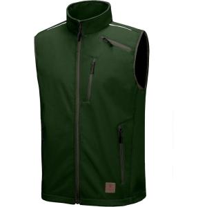 imageLittle Donkey Andy Mens Lightweight Fleece Lined Softshell Vest Windproof Sleeveless Jacket for Hiking Travel Golf6 Dark Green