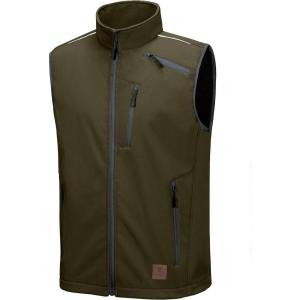 imageLittle Donkey Andy Mens Lightweight Fleece Lined Softshell Vest Windproof Sleeveless Jacket for Hiking Travel Golf7 Olive Green