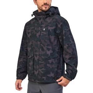 imageLittle Donkey Andy Mens Lightweight Jacket Fleece Lined Detachable Hooded Waterproof Jackets Winter Hiking WindbreakerBlack Camo