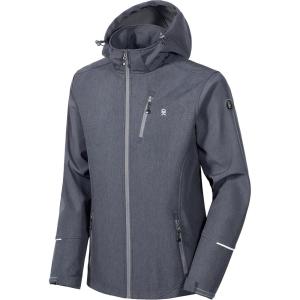 imageLittle Donkey Andy Mens Softshell Jacket Ski Jacket with Removable Hood Fleece LinedBlack Heather
