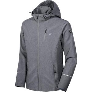 imageLittle Donkey Andy Mens Softshell Jacket Ski Jacket with Removable Hood Fleece LinedGray Heather