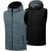 imageLittle Donkey Andy Mens Reversible Fleece Vest Lightweight Warm Sleeveless Jacket with Hood for Hiking Walking TravelBlue Grey Heather