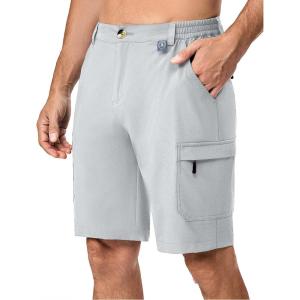 imageLittle Donkey Andy Mens 10 Inch Quick Dry Cargo Shorts Stretch Lightweight Outdoor Hiking Shorts UPF 50Light Grey