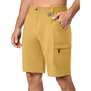 imageLittle Donkey Andy Mens 10 Inch Quick Dry Cargo Shorts Stretch Lightweight Outdoor Hiking Shorts UPF 50Yellow