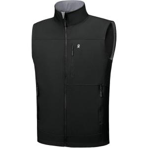 imageLittle Donkey Andy Mens Lightweight Golf Vest Warm Fleece Lining Hiking Vests Zip Up Sleeveless Outerwear JacketBlack