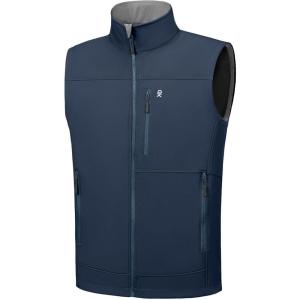 imageLittle Donkey Andy Mens Lightweight Golf Vest Warm Fleece Lining Hiking Vests Zip Up Sleeveless Outerwear JacketDark Blue