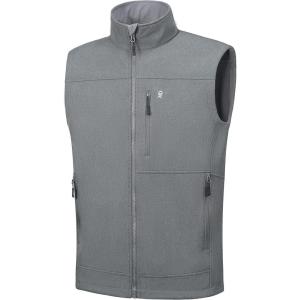 imageLittle Donkey Andy Mens Lightweight Golf Vest Warm Fleece Lining Hiking Vests Zip Up Sleeveless Outerwear JacketDark Grey