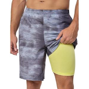 imageLittle Donkey Andy Mens Quick Dry Swim Trunks 9 Inch Stretch Board Shorts with Compression Liner for Beach Sports CasualBlack Tie Dye