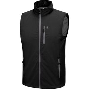 imageLittle Donkey Andy Mens Quick Dry Vest Sleeveless Summer Stretchy Windproof Jacket for Golfing Cycling RunningBlack