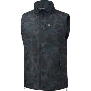 imageLittle Donkey Andy Mens Quick Dry Vest Sleeveless Summer Stretchy Windproof Jacket for Golfing Cycling RunningBlack Camo