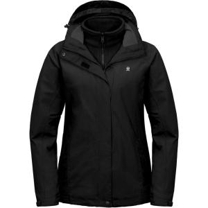 imageLittle Donkey Andy Womens 3 in 1 Winter Ski Jacket Warm Fleece Liner Jacket Waterproof Windproof Snow Coat ampamp Detachable HoodBlack