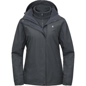 imageLittle Donkey Andy Womens 3 in 1 Winter Ski Jacket Warm Fleece Liner Jacket Waterproof Windproof Snow Coat ampamp Detachable HoodGray