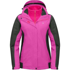 imageLittle Donkey Andy Womens 3 in 1 Winter Ski Jacket Warm Fleece Liner Jacket Waterproof Windproof Snow Coat ampamp Detachable HoodRoseGrey