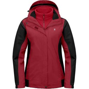 imageLittle Donkey Andy Womens 3 in 1 Winter Ski Jacket Warm Fleece Liner Jacket Waterproof Windproof Snow Coat ampamp Detachable HoodTango RedBlack