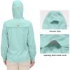 imageLittle Donkey Andy Womens Hoodie Long Sleeve Shirt UPF 50 Sun Protection Outdoor Quick Dry Fishing Hiking ShirtsHood Ice Green