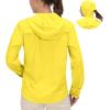 imageLittle Donkey Andy Womens Hoodie Long Sleeve Shirt UPF 50 Sun Protection Outdoor Quick Dry Fishing Hiking ShirtsHood Lemon