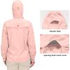 imageLittle Donkey Andy Womens Hoodie Long Sleeve Shirt UPF 50 Sun Protection Outdoor Quick Dry Fishing Hiking ShirtsHood Peachy Pink