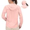 imageLittle Donkey Andy Womens Hoodie Long Sleeve Shirt UPF 50 Sun Protection Outdoor Quick Dry Fishing Hiking ShirtsHood Peachy Pink