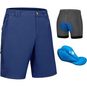 imageLittle Donkey Andy Mens Cycling Shorts with Detachable Liner Lightweight Padded Mountain Bike MTB LoosefitDark Blue