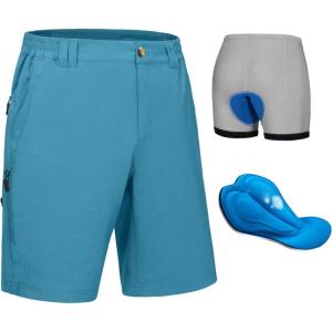 imageLittle Donkey Andy Mens Cycling Shorts with Detachable Liner Lightweight Padded Mountain Bike MTB LoosefitHorizon Blue