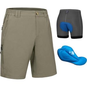 imageLittle Donkey Andy Mens Cycling Shorts with Detachable Liner Lightweight Padded Mountain Bike MTB LoosefitSage