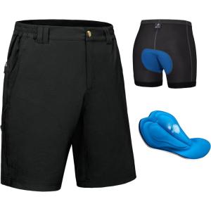 imageLittle Donkey Andy Mens Cycling Shorts with Detachable Liner Lightweight Padded Mountain Bike MTB LoosefitUpgrade Black