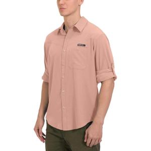 imageLittle Donkey Andy Mens UPF 50 UV Protection Shirt Breathable Long Sleeve Fishing Hiking Shirts Quick DryCoral Almond