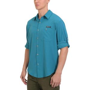 imageLittle Donkey Andy Mens UPF 50 UV Protection Shirt Breathable Long Sleeve Fishing Hiking Shirts Quick DryFjord Blue