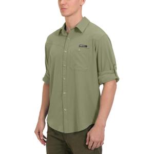 imageLittle Donkey Andy Mens UPF 50 UV Protection Shirt Breathable Long Sleeve Fishing Hiking Shirts Quick DryLoden Green