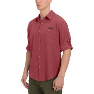 imageLittle Donkey Andy Mens UPF 50 UV Protection Shirt Breathable Long Sleeve Fishing Hiking Shirts Quick DryRacing Red