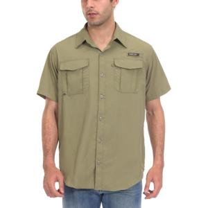 imageLittle Donkey Andy Mens UPF 50 UV Protection Shirt Short Sleeve Fishing Shirt Breathable and Fast Dry Taupe S