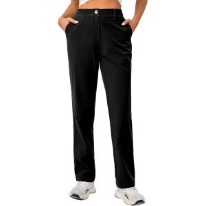 imageLittle Donkey Andy Womens Golf Pants Stretch Quick Dry Lightweight Straight Leg Business Casual Slacks with PocketsAblack