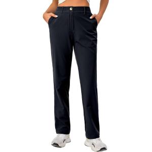 imageLittle Donkey Andy Womens Golf Pants Stretch Quick Dry Lightweight Straight Leg Business Casual Slacks with PocketsAdeep Black