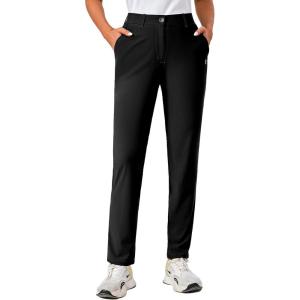 imageLittle Donkey Andy Womens Golf Pants Stretch Quick Dry Lightweight Straight Leg Business Casual Slacks with PocketsBlack